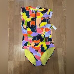 Anne Cole Flutter Cap Sleeve One-Piece Swimsuit – Size 16 – NWT